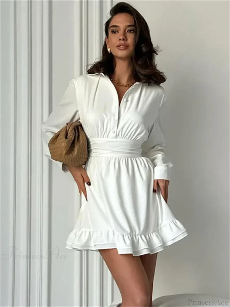 Ruffled Bandage Lace-Up Mini Dress minidress-250223