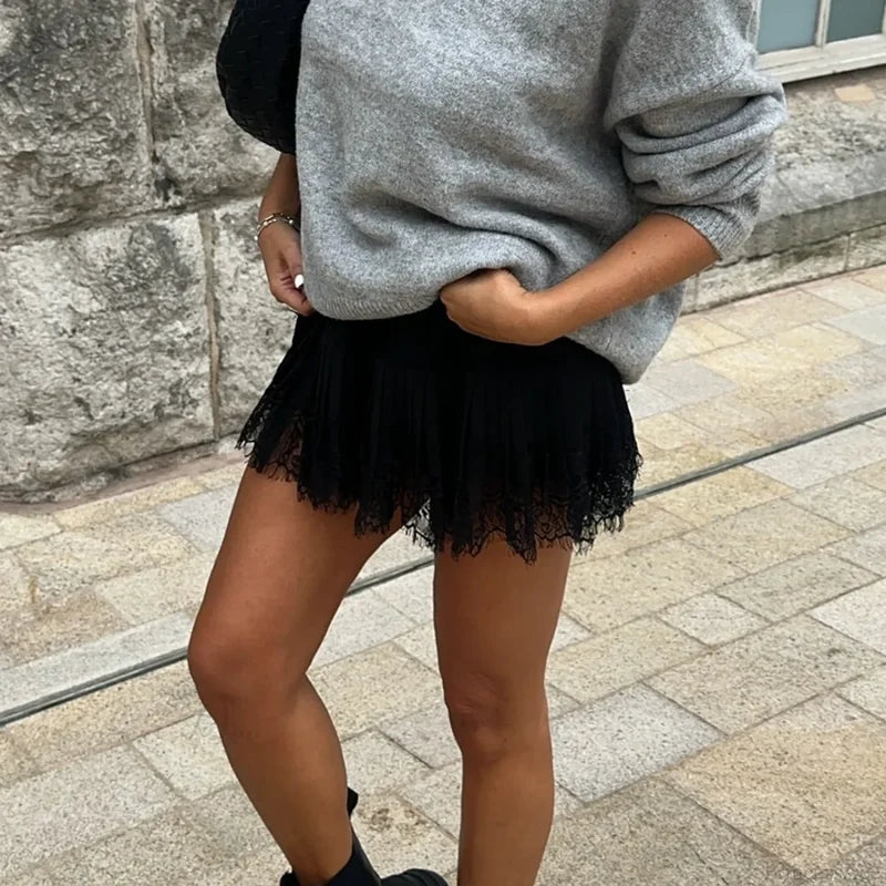 Ruffled Hem Layered Micro Skirt skirts-250223
