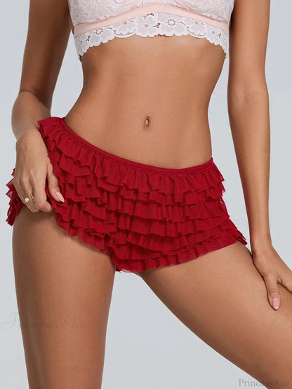 Ruffled Tiered Back Bow Short short-250223