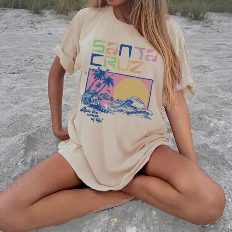 Santa Cruz Ocean Beach Surf T-shirt Khaki / S t-shirt-250223