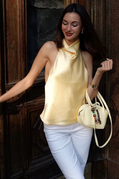 Satin Halter Top with Elegant Design
