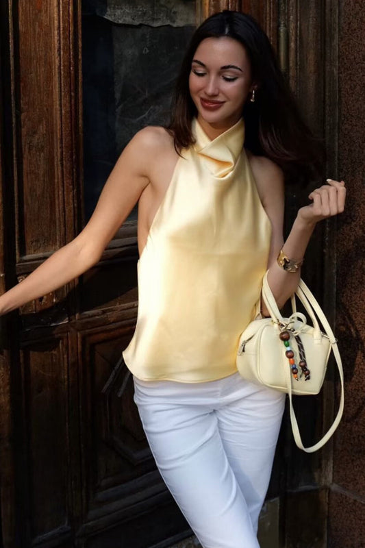 Satin Halter Top with Elegant Design