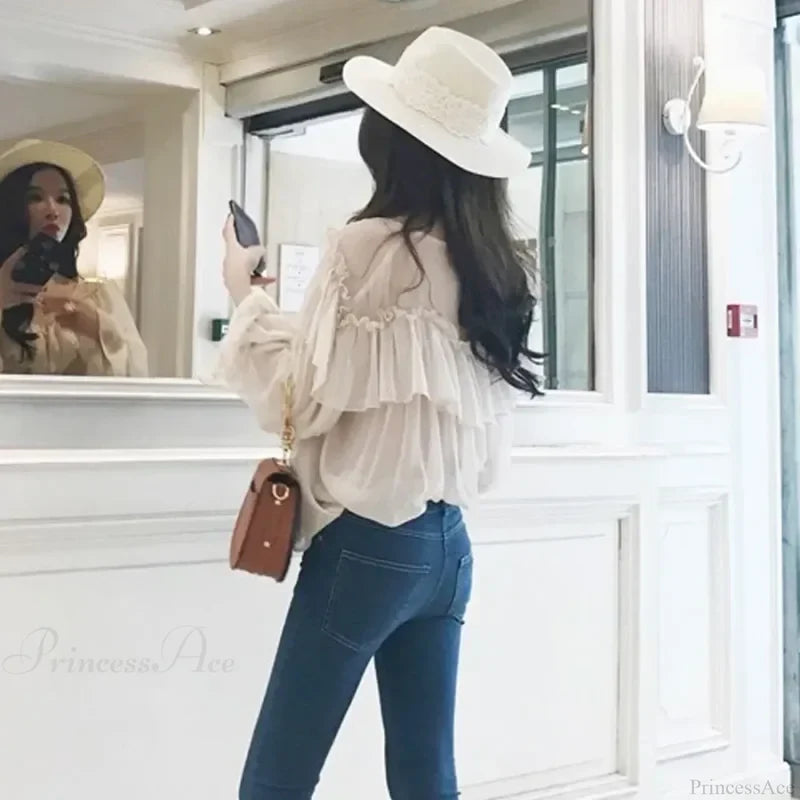 See Through Boho Mesh Ruffle Blouse blouse-250223