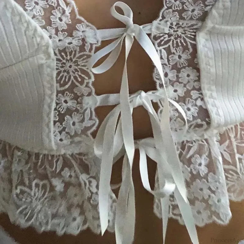 Sexy Deep V-neck Lace Ribbed White Crop Top croptop-250126