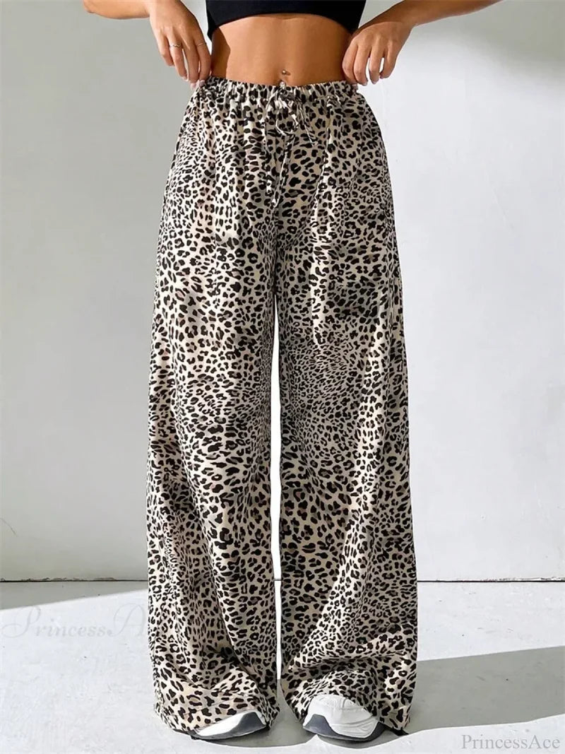 Sexy Striped Side Split Tie-Up Wide-Leg Sweatpant Dark Brown / S pant-250223