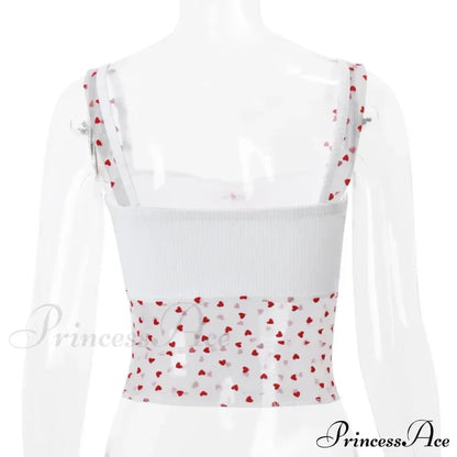 Sheer Knit Stylish Patchwork Bow Top Printed Tank