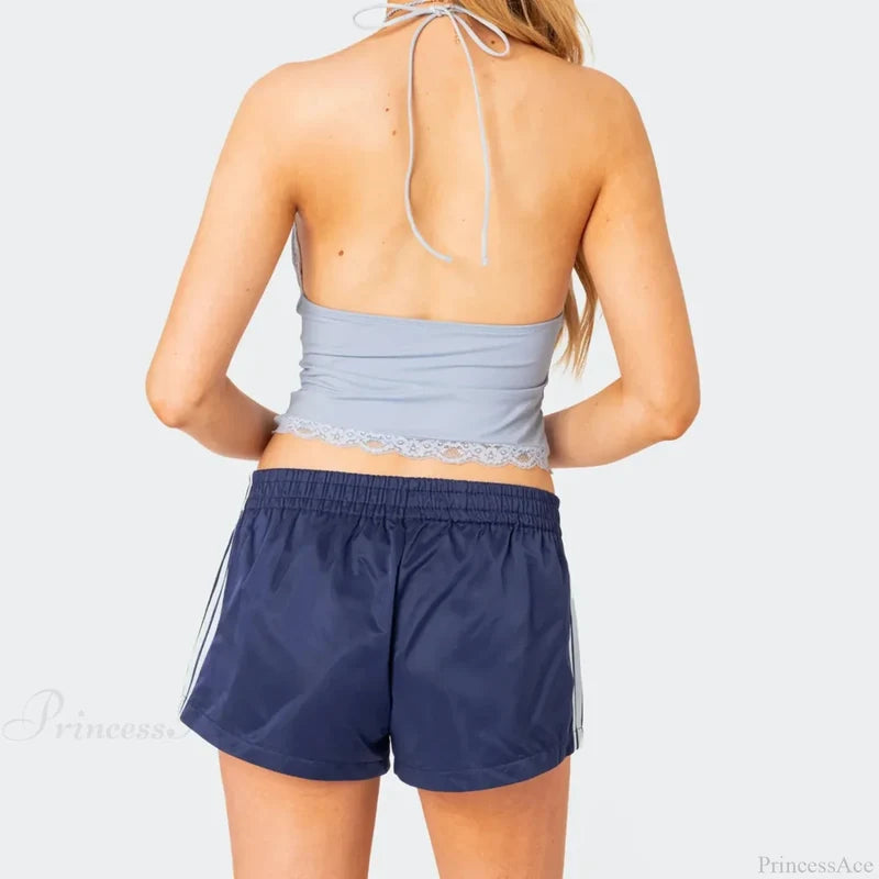 Side Stripe Print Elastic Lounge Short short-250223