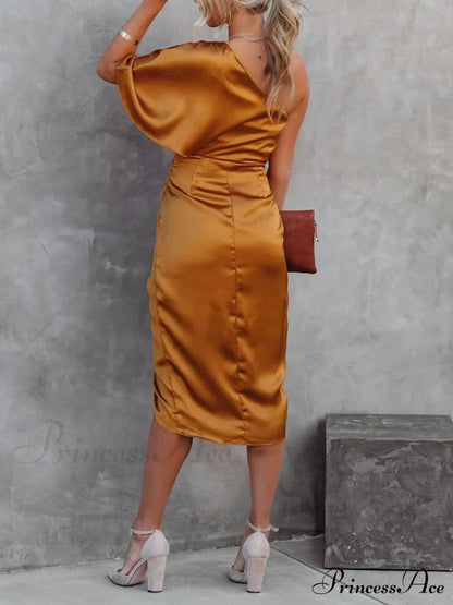 Single Sleeve Stylish Irregular Evening Dress Dresses