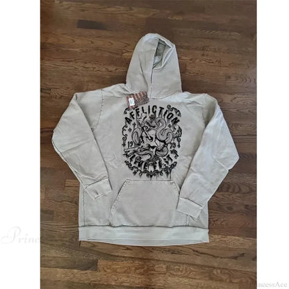 Skull Print Hooded Sweatshirt White 1 / S
