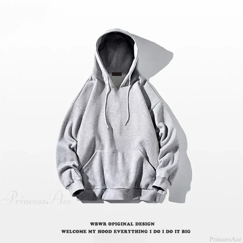 Skull Print Zipper Casual Hoodie Pure gray / S