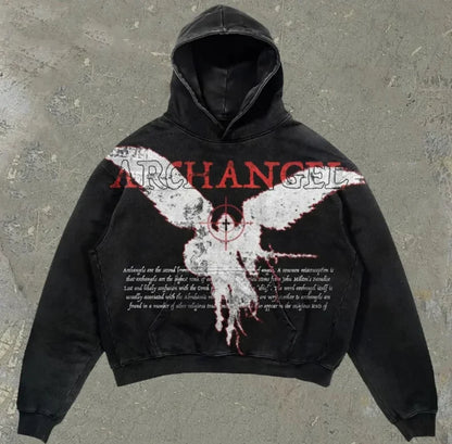 Skull Rap Graphic Cotton Hoodie Black3 / S