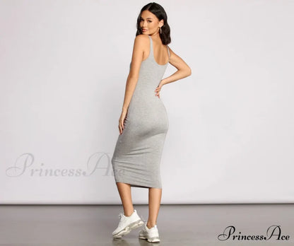 Slay Every Day Basic Graceful Scoop Neck Midi Dress Casual Dresses