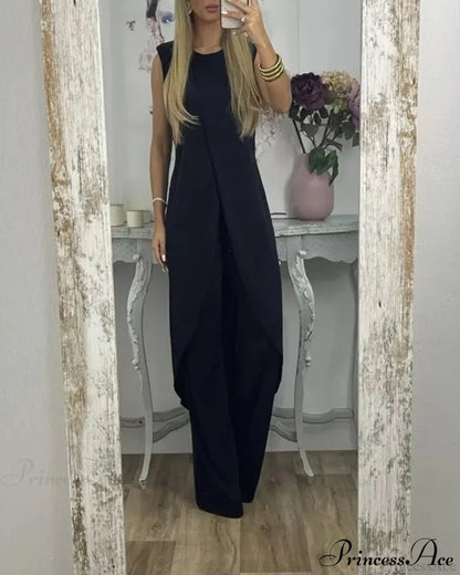 Sleeveless two-piece set Black Casual Dresses Clothes Dresses SALE Summer Two-Piece Sets