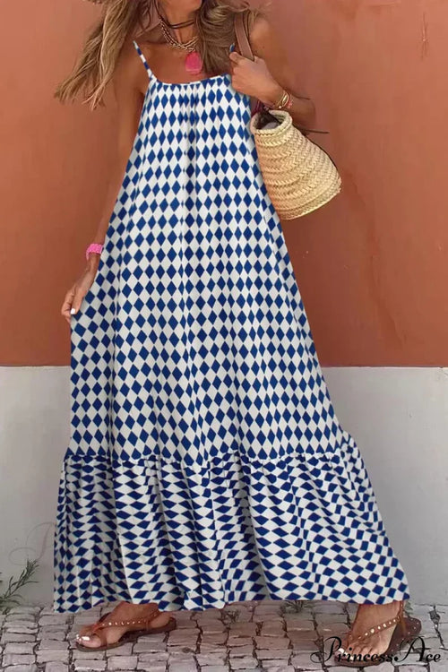 New Sleeveless Print Summer Spaghetti Strap Boho Dress