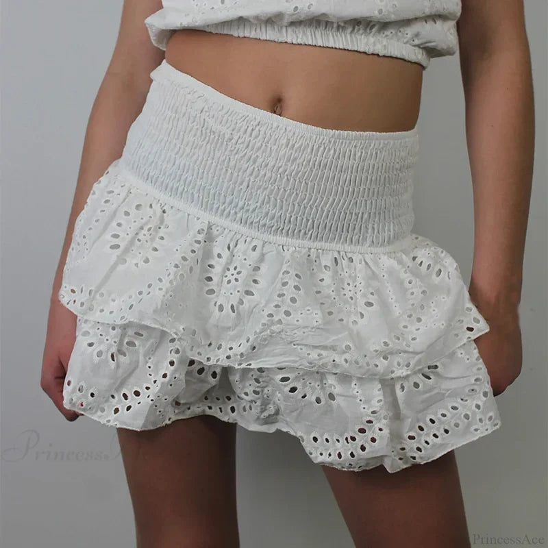 Smocked Boho Beach Ruffle Skirt skirts-250223