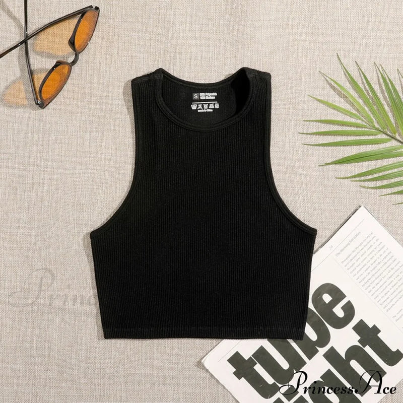 Solid Basic Seamless Streetwear Tank Tops Black / S