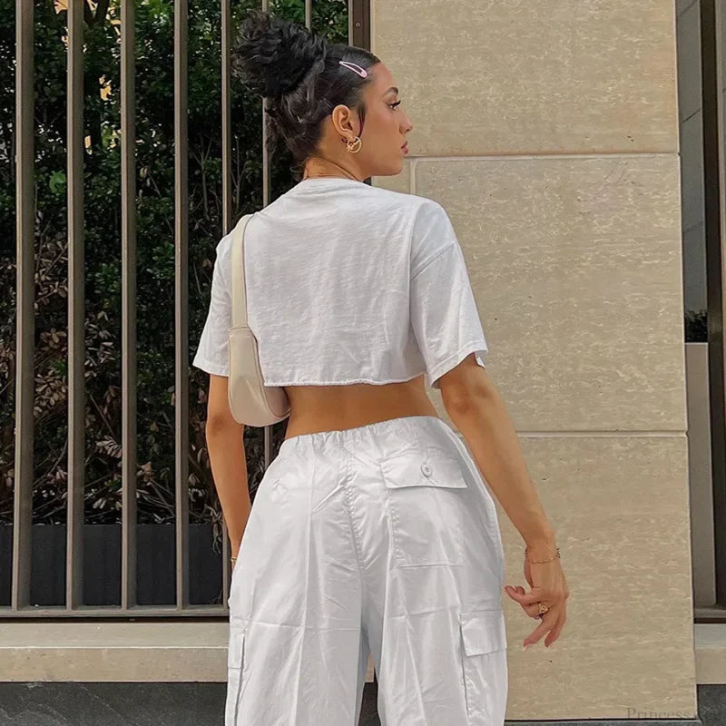 Solid Cargo Streetwear Slim Drawstring Pant pant-250223