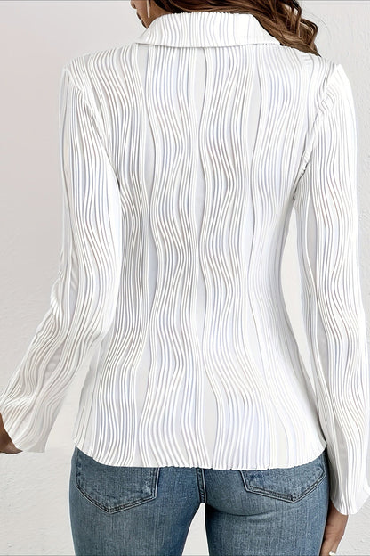 Solid Color Fitted Textured Blouse