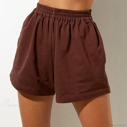 Solid High Waist Sweatpants Short short-250223
