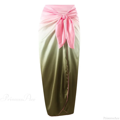 Solid Splicing Buckle One Piece Set Satin skirt 3 / S
