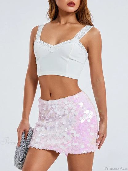 Sparkle Sequin Glitter Mini Skirt skirts-250223