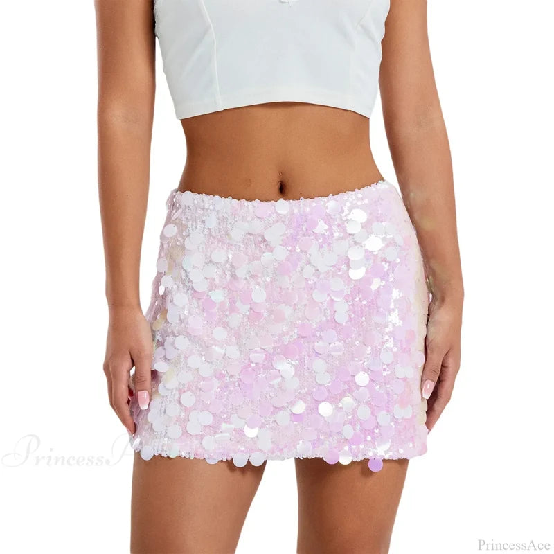 Sparkle Sequin Glitter Mini Skirt Pink / S skirts-250223