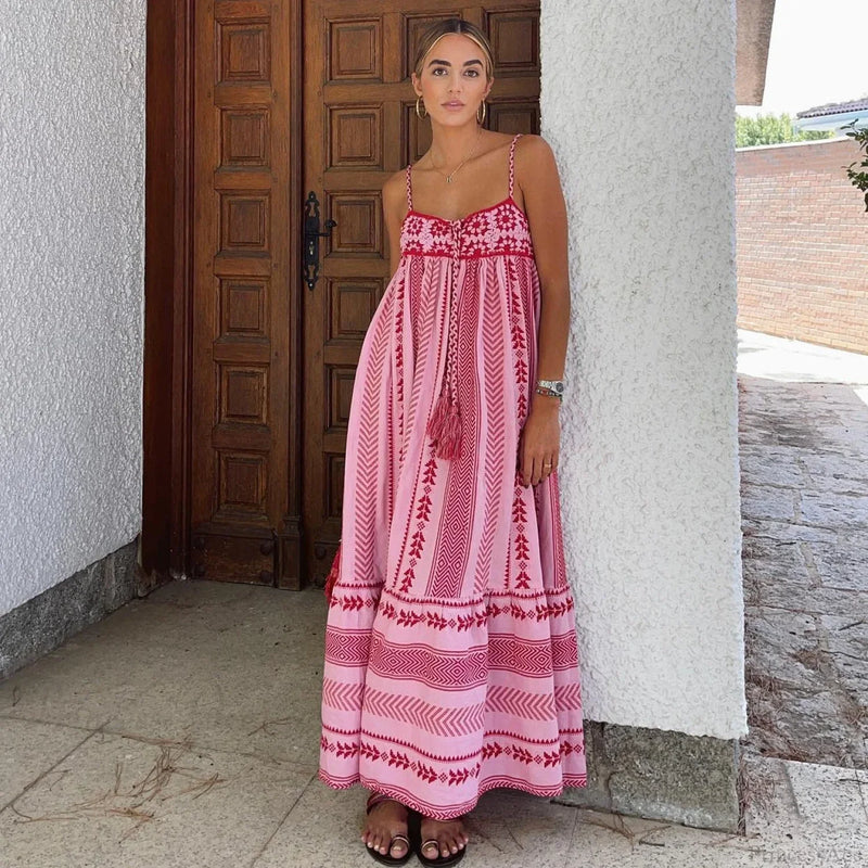 Spliced Crochet Strap Boho Dress bohodress-250126