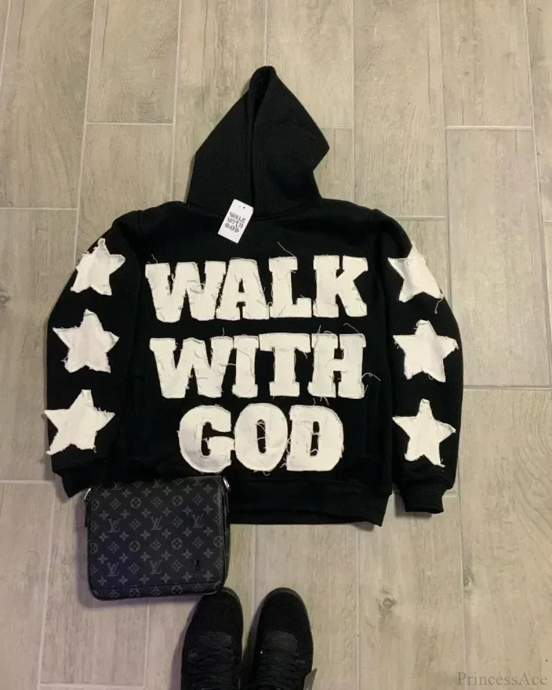 Star Patch Embroidery Hoodie