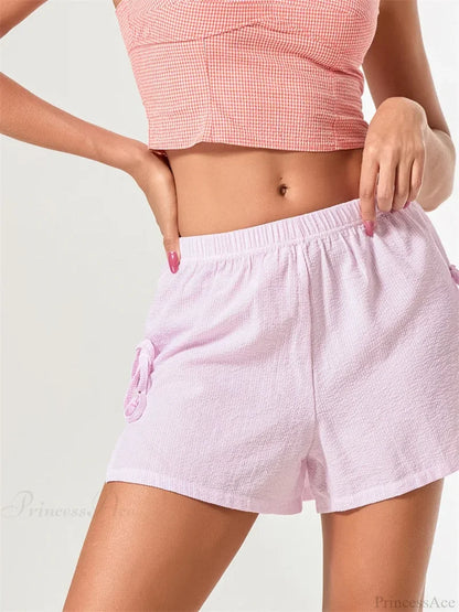 Striped Bow Tie-Up Split Short short-250223