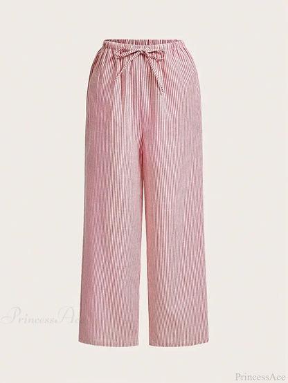 Striped Casual School Season Daily Wear Pant Red / S pant-250223