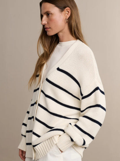 Striped Loose Knit Cardigan