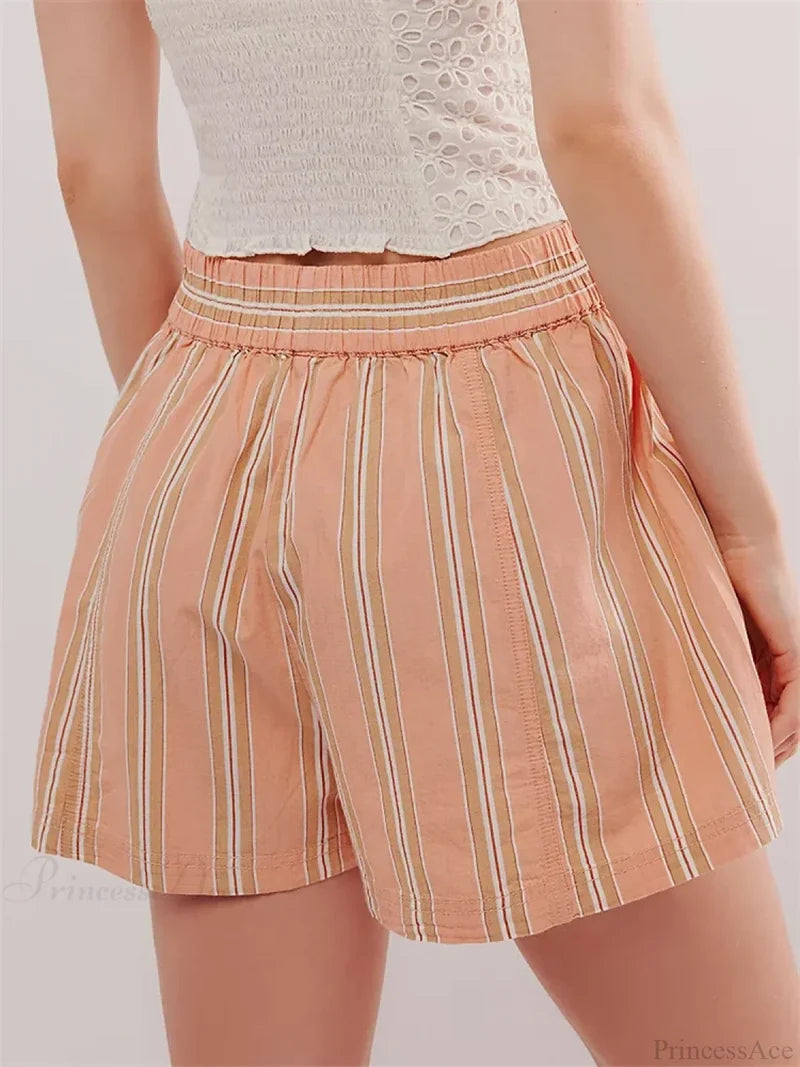 Striped Pocket Loose Casual Shorts short-250223
