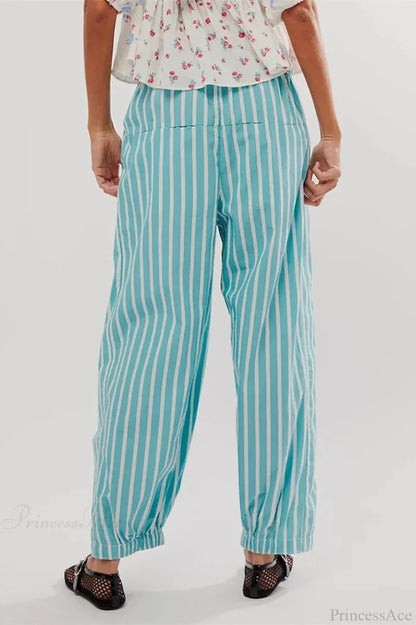 Striped Print Loose Casual Elastic Waist Pant pant-250223