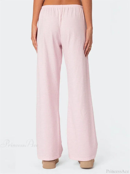 Striped Tie-Up Elastic Waist Loose Casual Pant pant-250223