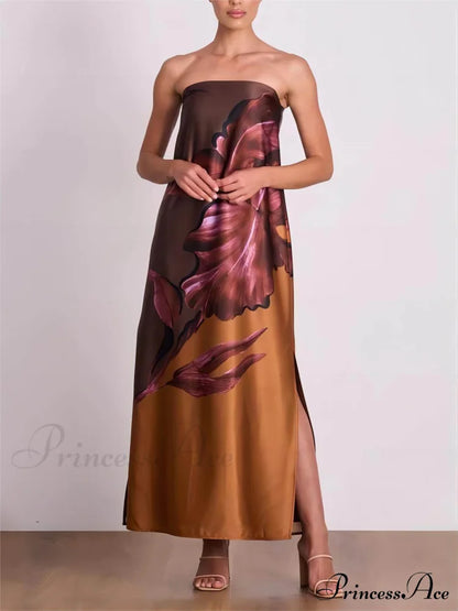 Stylish Contrasting Off-Shoulder Charming Floral Print Maxi Dress Dresses