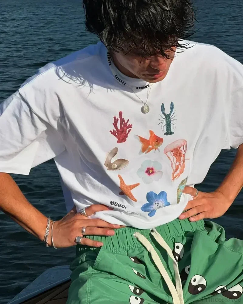 Summer Cherry Graphic T-shirt white5 / S t-shirt-250223