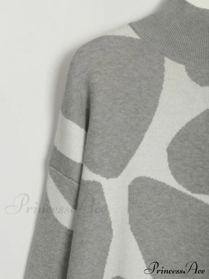Sweater Gown With Mock Neck Contrast Sweaters-L