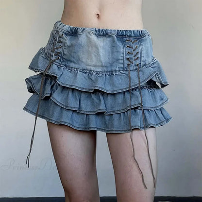 Sweet Kawaii A-Line Denim Skirt Blue / S skirts-250223