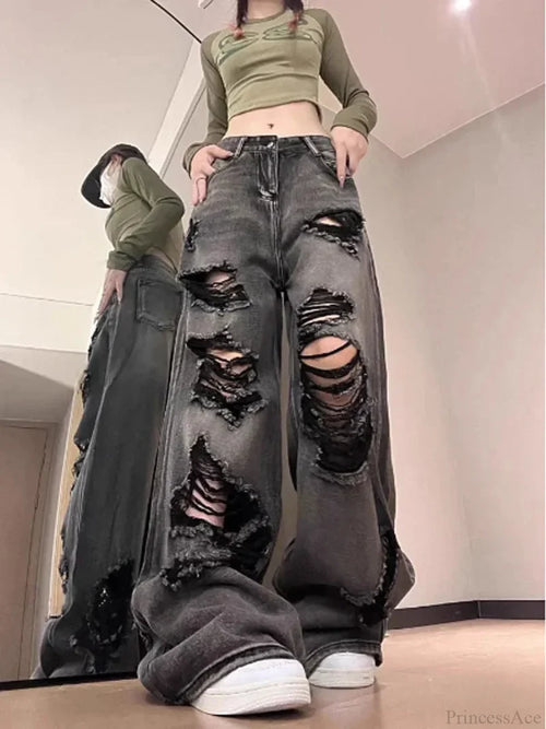 Torn Gothic Large Streetwear Pant black / S