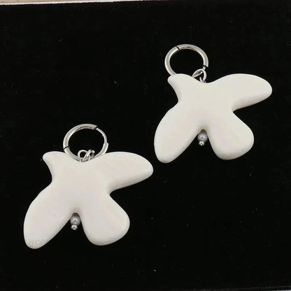 Tranquil Dove Ceramic Metal Circle Hoop Earring white4