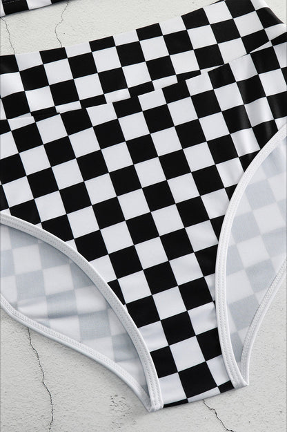 Trendy Checkered Bikini Two Piece Swim Set