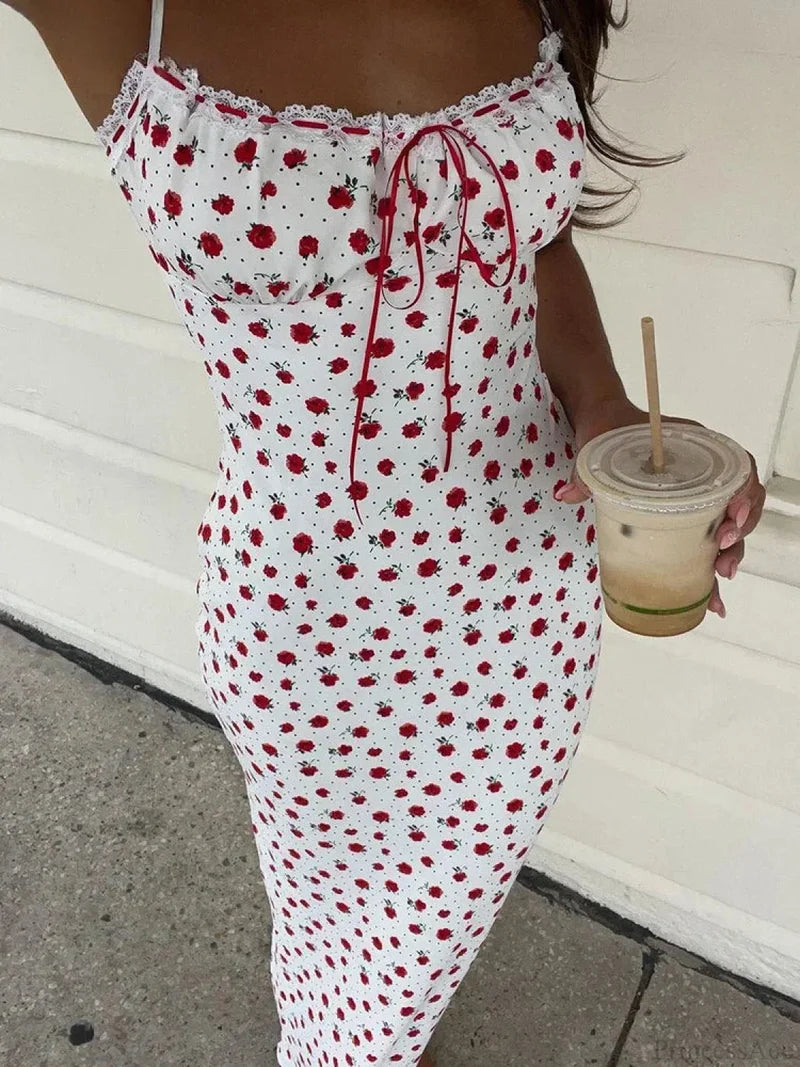 Trendy Floral Bow Bandage Bodycon Streetwear Dress floraldress-250126