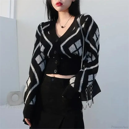V-neck Printed Button Cardigan