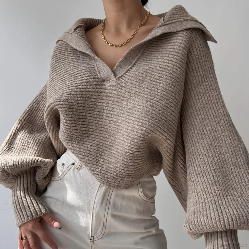 V-neck Warm White Sweater