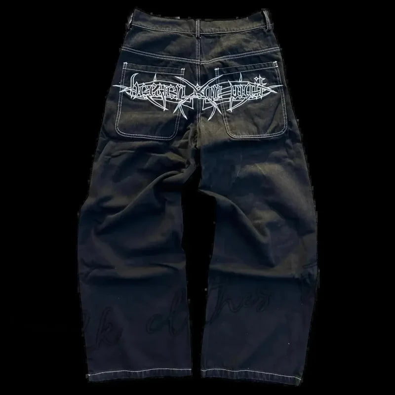 Vintage Gothic Skull Embroidered Trouser
