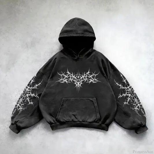 Vintage Print Zip Up Hoodie black 1 / M