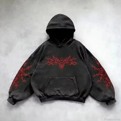 Vintage Y2K Gothic Printed Zipper Hoodie black2 / S