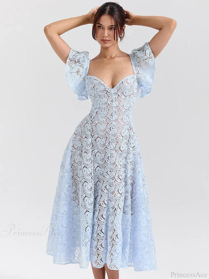 Waist Wrap Lace Vacation Dress vacationdress-250223