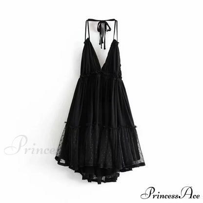 Weekend Getaway Stylish Linen Skater Dress Black / S Casual Dresses