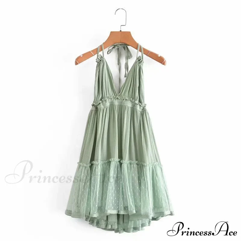 Weekend Getaway Stylish Linen Skater Dress Green / S Casual Dresses